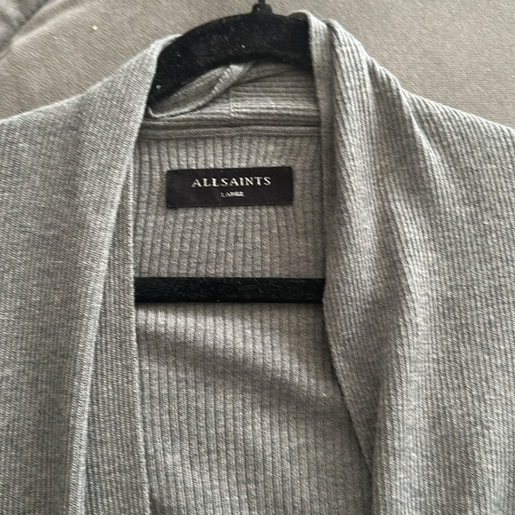 All Saints Mens Gray Cardigan Sweater Size L - Picture 3 of 4